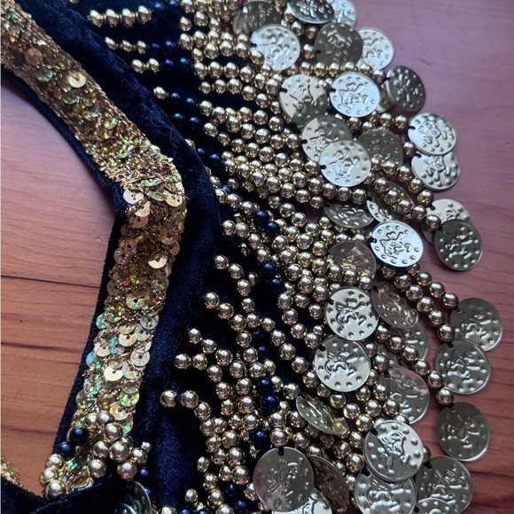 Belly Dance Hip Scarf Skirt |  Black | Gold Coin | Wrap | Festival | Rave - Picture 6 of 7